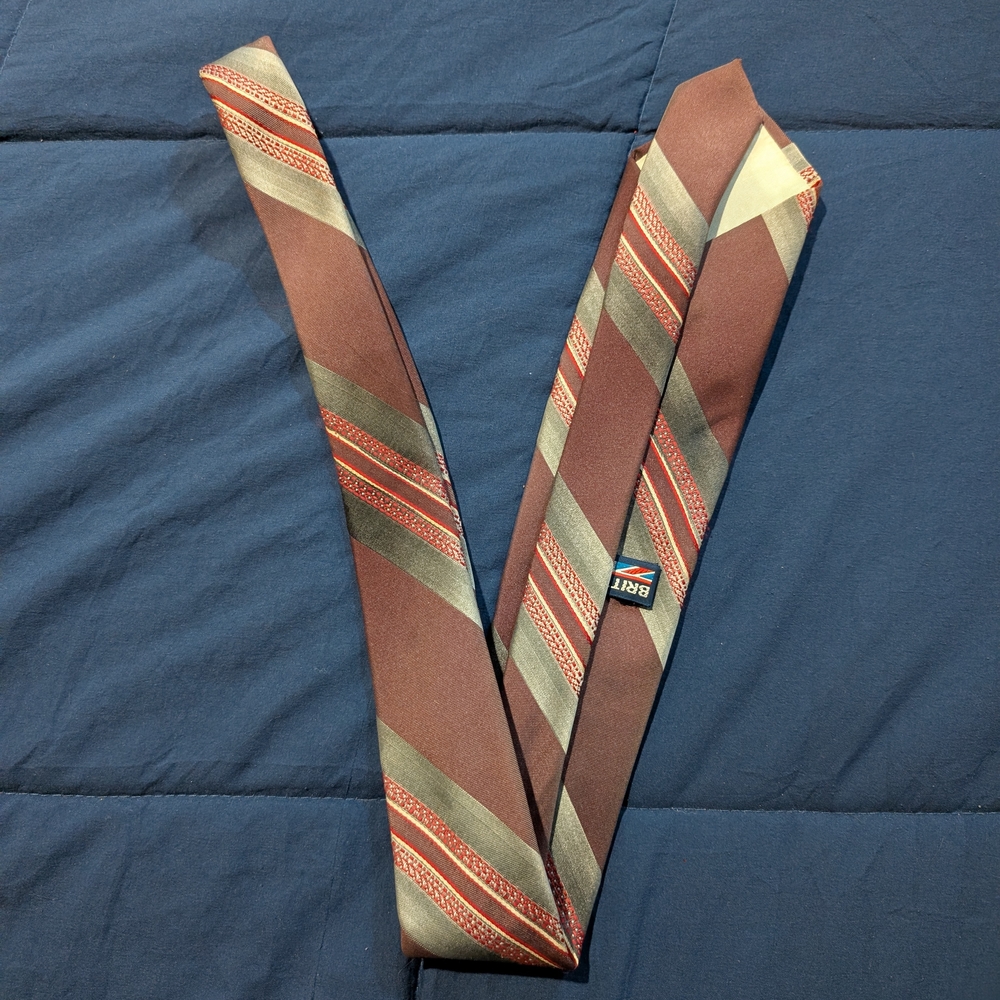 Vintage Brittania Mens Striped Print Neck Tie Retro Grandpa 59x3